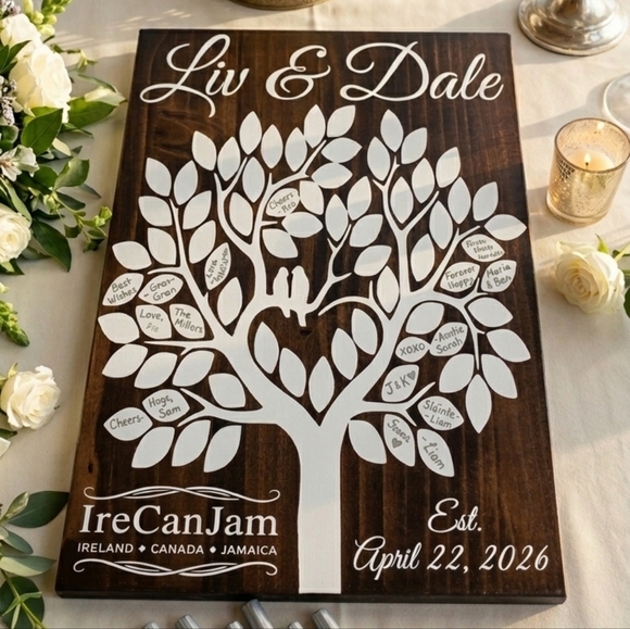 Taylor Made Timber Works Accessories - Personalized Custom Handcrafted Wedding Guest Book Wood Sign